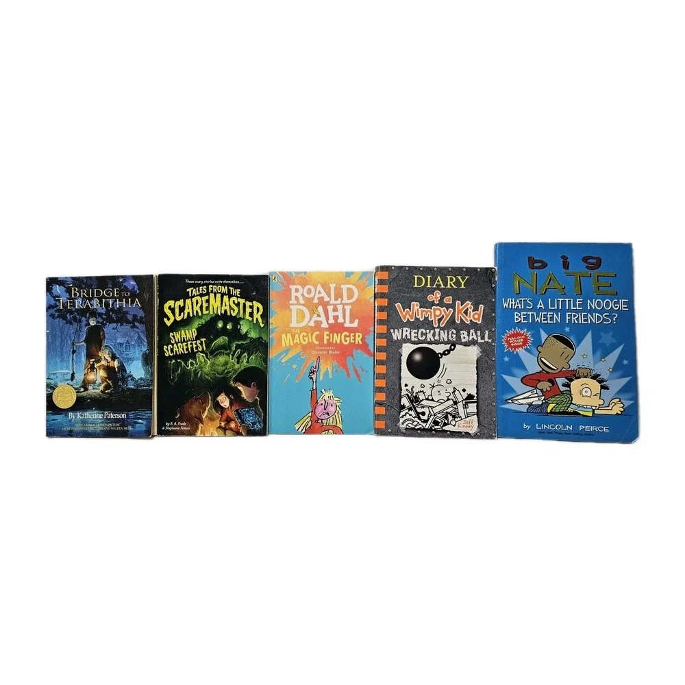 Lot of 5 Children's Kids Books Bridge To Tarabithia Scaremaster Magic Finger ETC